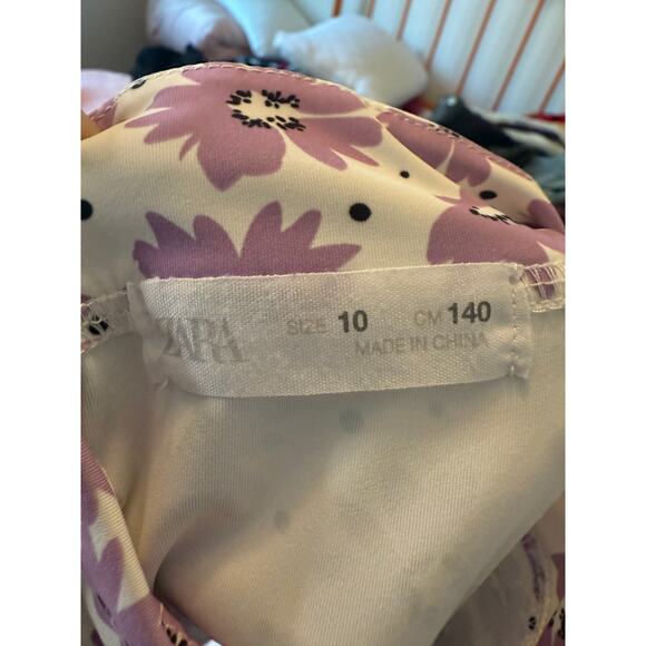 Zara Girls White and Purple Floral Rash Guard Swim Top Size 10 - Picture 3 of 3